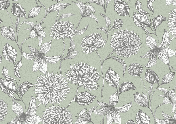 Floral Outlines, Sage Green - Twist&Fit Roller Blind - Image 6